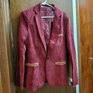 Mens Maroon & Gold Cordaroy suit coat